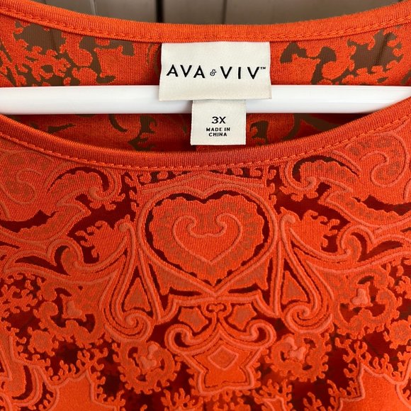 NWT Ava & Viv Pumpkin Orange Lace Trim Tee Size 3X NEW - Picture 5 of 6